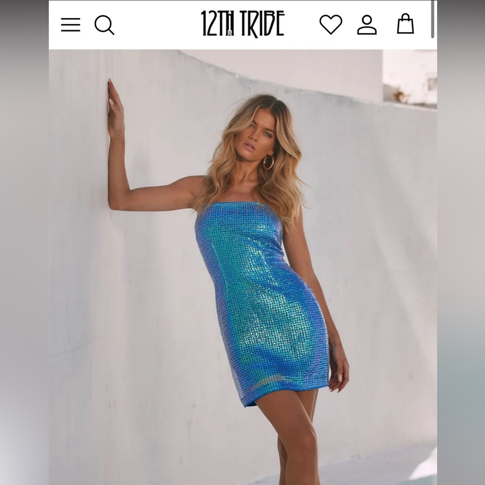 12th Tribe Blue Sequin Mini Dress